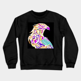 dark mecha peregrine falcon halcon ecopop in mexican techno organic tribal totonac patterns Crewneck Sweatshirt